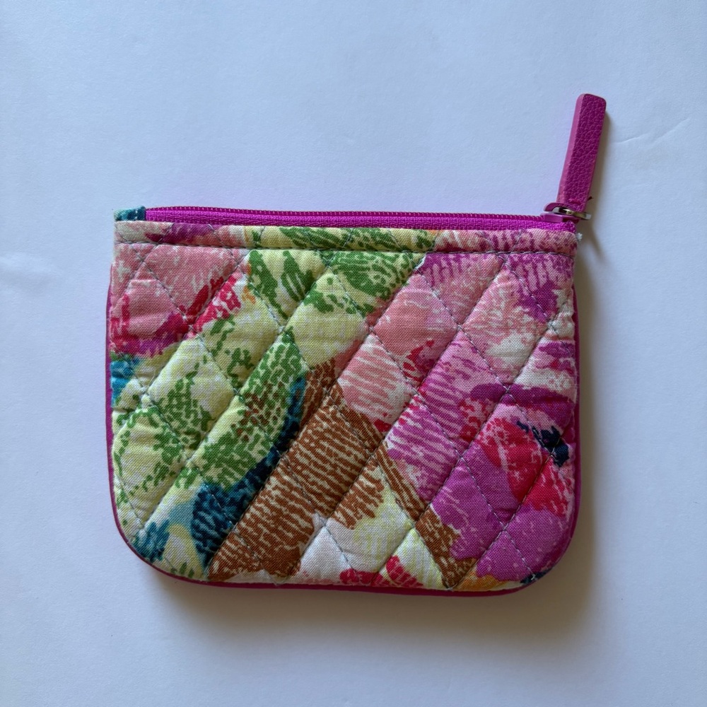 Vera Bradley quilted coin purse pouch super bloom print pink yellow blue